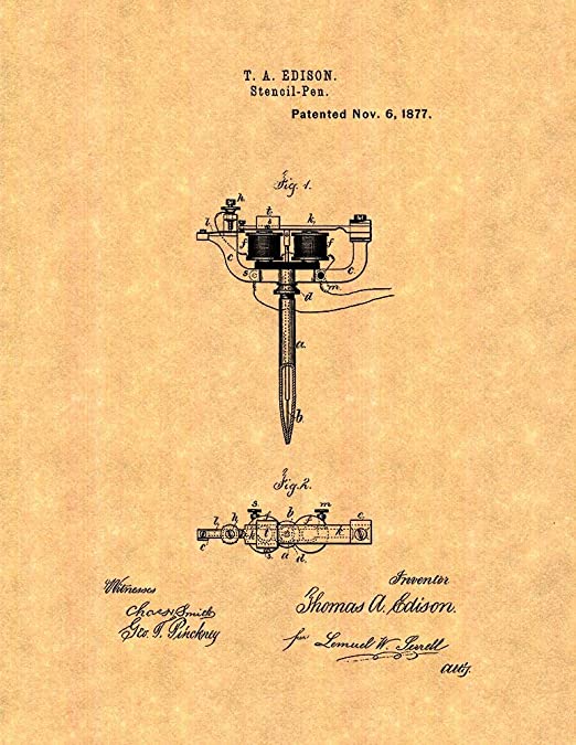 Brevet-1877- Deuxième version du stylo éléctrique d'Edison
